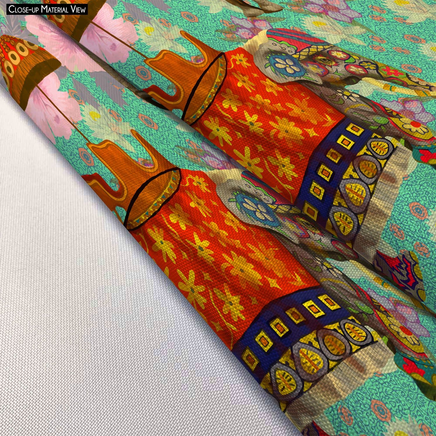 ArtzFolio Indian Elephants D2 Bolster Cover Booster Cases | Concealed Zipper Opening-Bolster Cover; Poly Cotton / 24inch Width x 9" Diameter; SINGLE; No Filler