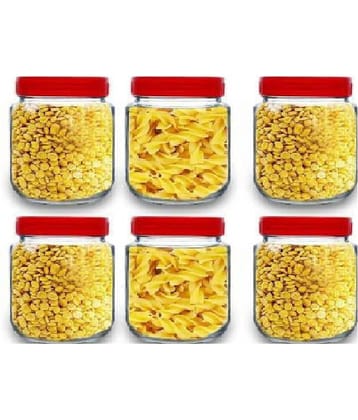CROCO JAR Glass Red Food Container ( Set of 6 )