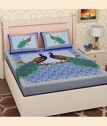 PETROSOLY Cotton 1 Double Queen Bedsheet with 2 Pillow Covers ( Green )