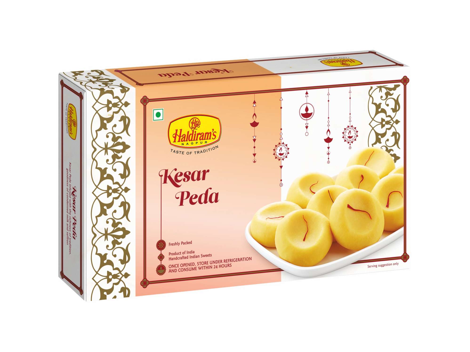 Haldiram's Kesar Peda Packed Sweets - 250 Gm - Pack of 2