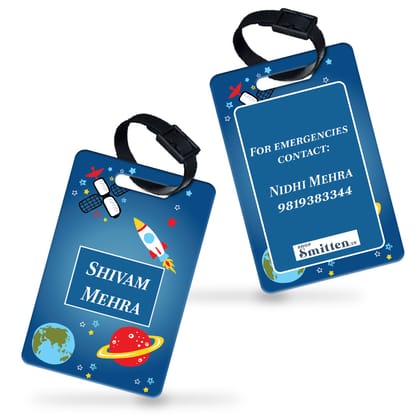 Space Satellites Bag Tag (kids)-Navy Fusion