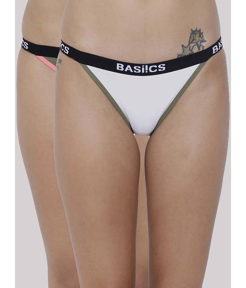 BASIICS By La Intimo Pack of 2 Cotton Lycra Solid Women's No Panty Line ( Multicolor ) BCPBR090B