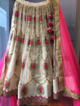 New Look White Color Embroidered Semi-stitched Party wear Lehenga Choli
