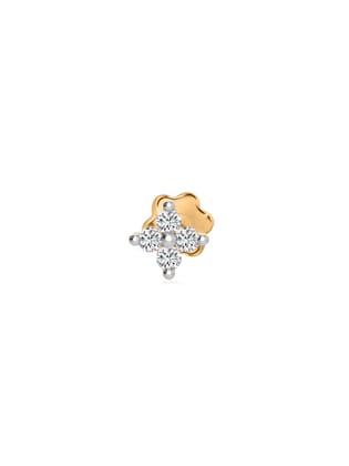 Flower Lab Grown Diamond Nose Pin-14K / Yellow Gold