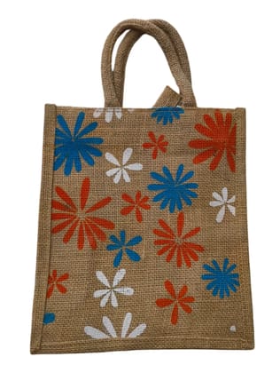 HandPainted Floral Jute Tote Bag