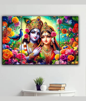 SNDArt Set Of 3 Radha Krishna Wall Paintings For Wall Decor Gift Items 12 x 18 inch