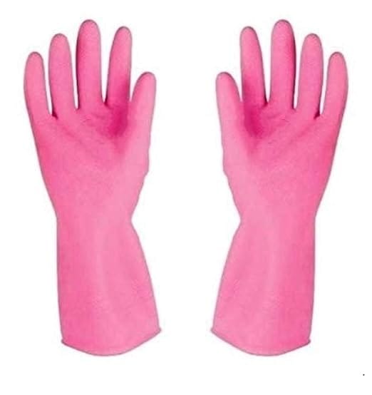 AAbha Household Rubber Hand Gloves/Kitchen Gloves/Latex Household Gloves (2 Pair)