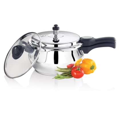 Premier Stainless Steel Induction Bottom Handi Cooker With Glass Lid - 3 Ltr Premier Stainless Steel Induction Bottom Handi Cooker With Glass Lid - 3 Ltr