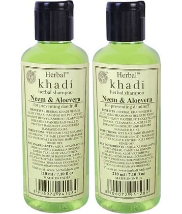 Khadi Herbal Neem & Aloevera Shampoo 420 mL Pack of 2