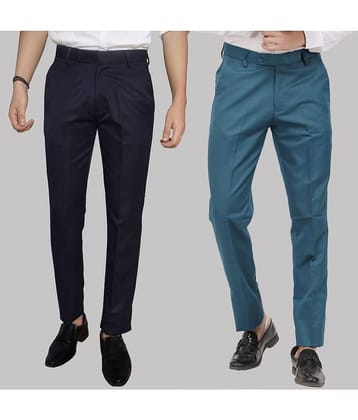 Kundan - Multicolor Cotton Blend Regular - Fit Men's Formal Pants ( Pack of 2 )