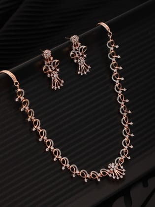 Rose GoldPlated White AD Studded Jewellery Set
