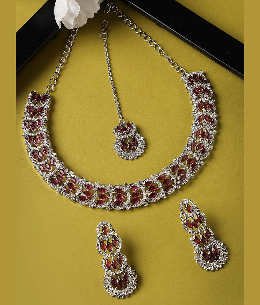 Sukkhi Maroon Alloy Necklace Set ( Pack of 1 )