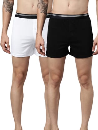 2 Pack Solid Cotton Boxers-XL