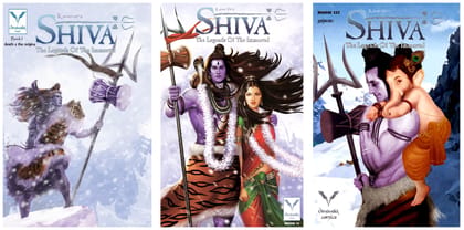 Vimanika Comics Karan Vir's SHIVA The Legends of the Immortal (Book-I, II & III) Pack of 3 Pcs New Edition 2023 [Perfect Paperback] Karan Vir and Shailendra Gulhati