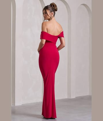 Traquila Women Lycra Solid Bodycon Dress ( Red )