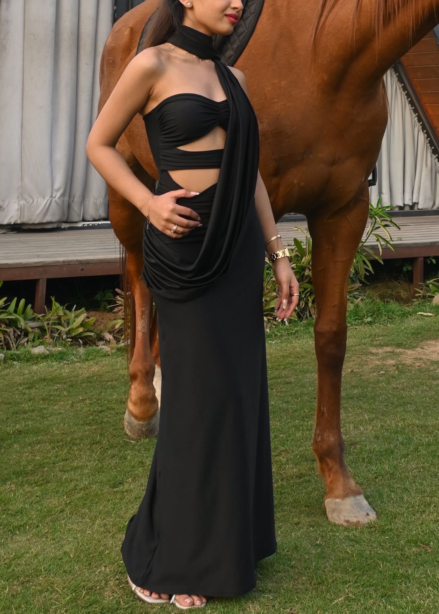 Selene Drape Dress-XXS