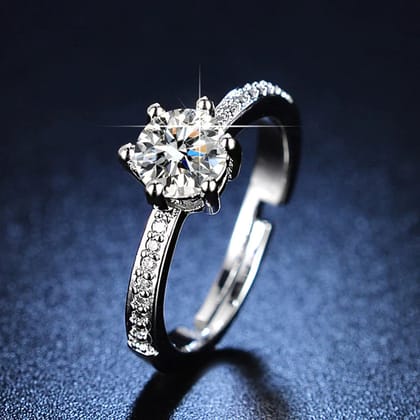 Luxe Silver AD Solitaire Ring (Adjustable)