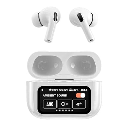 A9 Pro 2nd generation Smart Display TWS Earbuds with Touchscreen Case | ANC+ENC Noise Cancellation | Bluetooth 5.4 | 36H Battery | Find My Earphone Feature