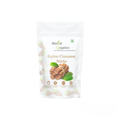 ManHar Organics Ceylon Cinnamon Sticks 100gm | Authentic Sri Lankan Dalchini | 100% Pure & Natural | Sweet Aroma | Edible Grade | No Preservatives