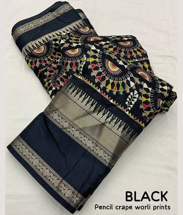 Bhuwal Fashion Mysore Silk Printed Saree With Unstitched Blouse Piece ( Magenta )