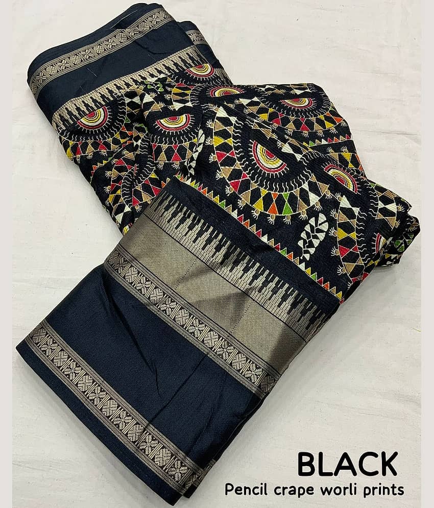 Bhuwal Fashion Mysore Silk Printed Saree With Unstitched Blouse Piece ( Magenta )