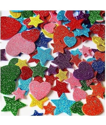 Eclet Glitter Foam Self Adhesive Smile Stickers for Art and Craft (Multicolour; Medium)B