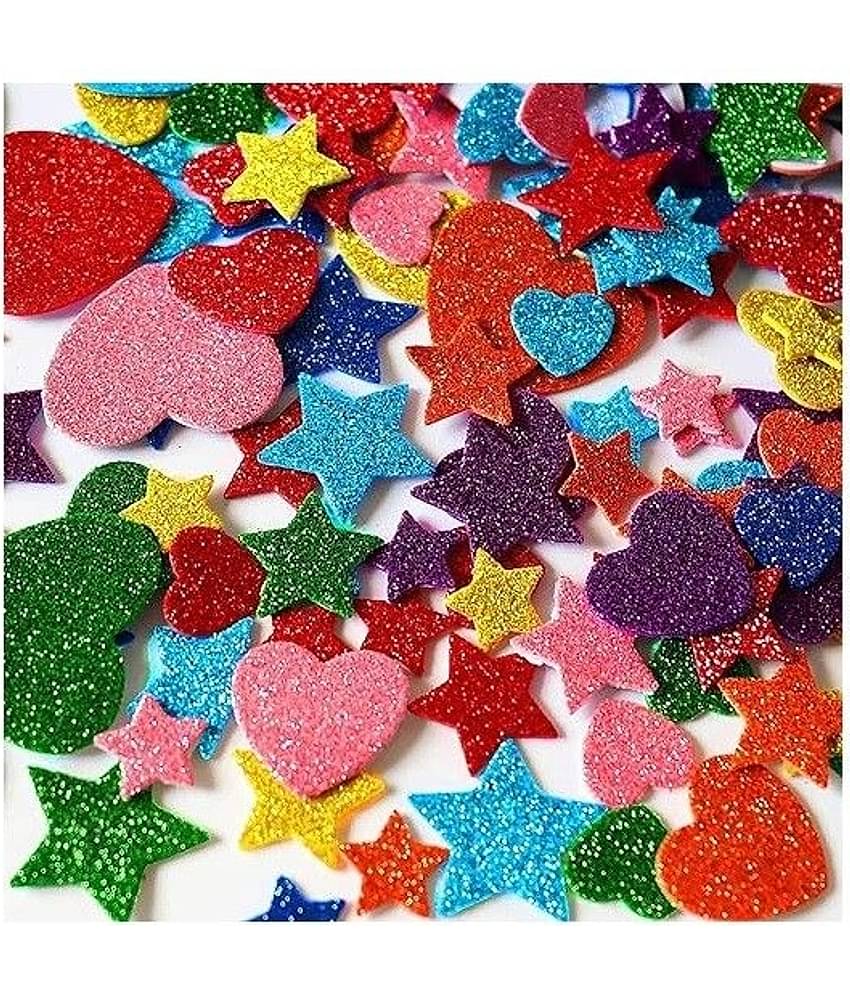 Eclet Glitter Foam Self Adhesive Smile Stickers for Art and Craft (Multicolour; Medium)B