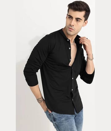Qlonz store Cotton Blend Regular Fit Solids Full Sleeves Men's Casual Shirt - Black ( Pack of 1 )
