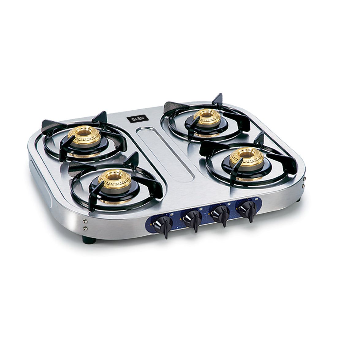 4 Burner Stainless Steel Gas Stove 1 High Flame 3 Brass Burners (CT1044HF) - Manual/Auto Ignition