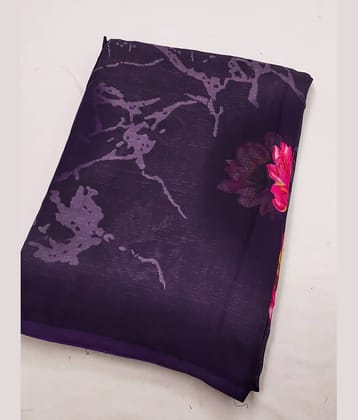 ANAND SAREES Georgette Printed Chanderi saree With Unstitched Blouse Piece ( Purple )