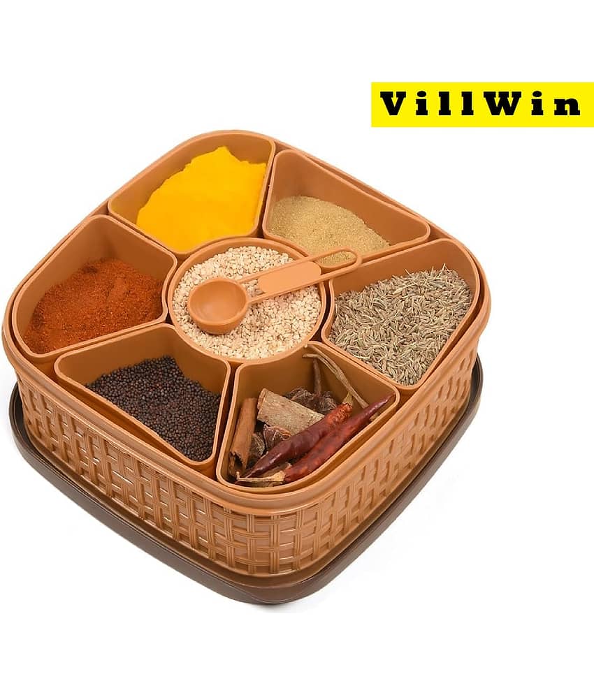 VillWin Multipurpose Masala Plastic Brown Spice Container ( Set of 1 )