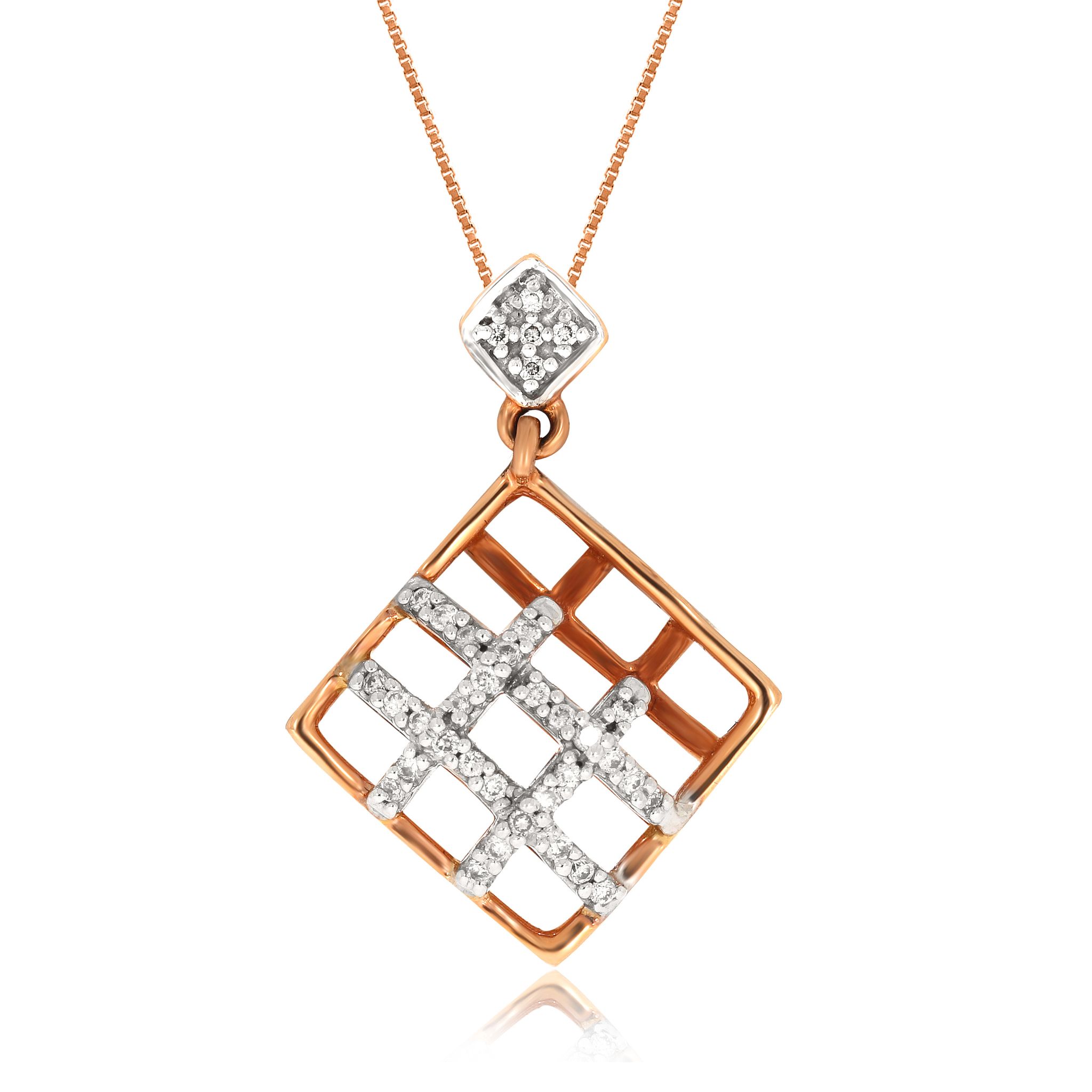 Senco Gold Rhombus Venus Diamond Pendant (1.54 gram / 0.09 Ct / HI-SI / 18K Rose Gold)