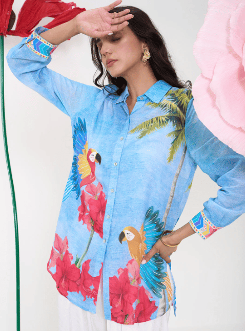 BLUE RUFUS COLLARED BUTTON DOWN SHIRT