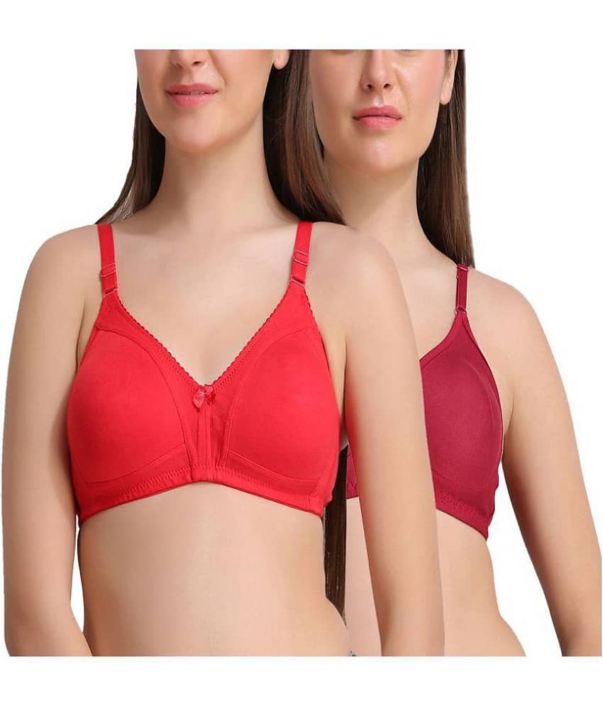 Leading Lady Pack of 2 Cotton Non Padded Women's T-Shirt Bra ( Multi Color )