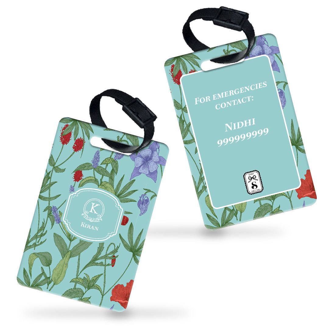 Scarlet Bloom Bag Tag-Aqua