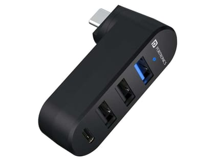Portronics Mport Spin C, 4-in-1 Rotating USB Hub with Type-C Connector, USB 3.0, 2X USB 2.0 & Type-C Data Port, 180 Rotational Design, High-Speed Data Transfer, Plug & Play, Compact & Portable