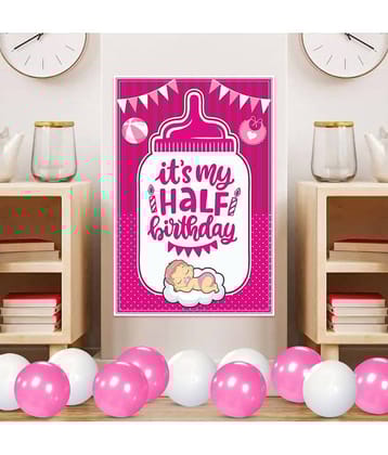 Zyozi Colorful Baby Girl Theme Half Birthday Sign Half Birthday Door Board Half Birthday Door Board Wall Decorations Baby Girl Bday Party Supplies Favors for Kids Girls