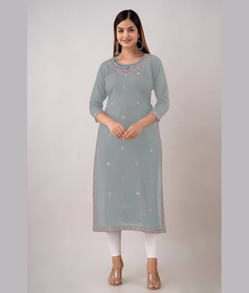 Kapadia - Grey Rayon Women's Straight Kurti ( Pack of 1 )