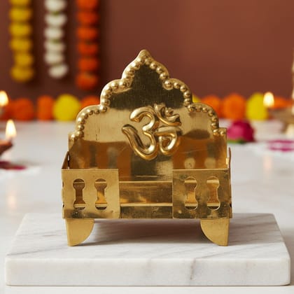 Handcrafted Brass Singhasan Sheet for God Idol | Religious Puja Accessory, Height : 6.5 Inch (ZMAS107 F)