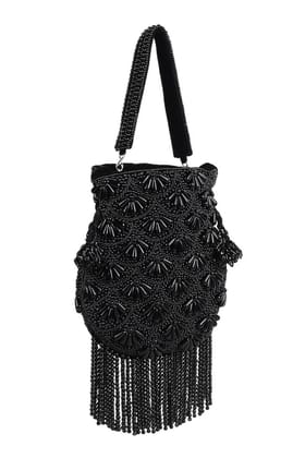 Black Velvet Pearl Work Potli