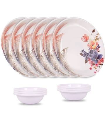 HomePro Boss 6 Full Plate & 6 Bowl Set Multicolor Melamine Dinner Set ( Pack of 12 )