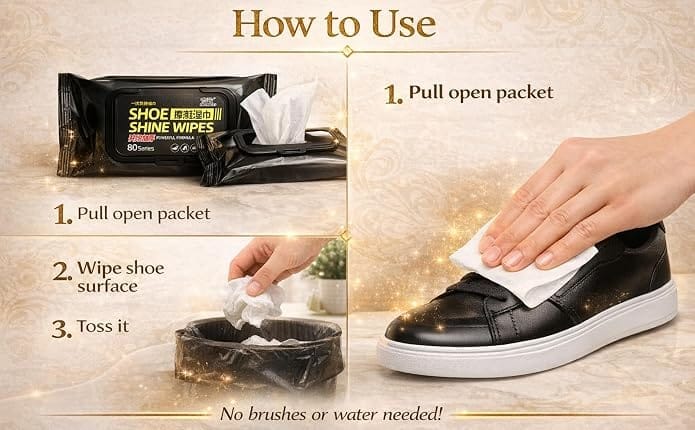 Shoe Cleaning Wipes | Instant Shoe Cleaner & Shine Wipes | Pre-Moistened Cleaning Wipes for Shoes & Accessories