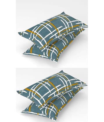 Homefab India - Pack of 4 Microfiber Geometric Printed Standard Size Pillow Cover ( 66.04 cm(26) x 43.18 cm(17) ) - Green