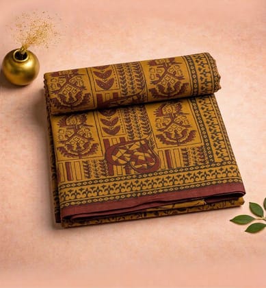 Bagh Hand Block Printed Cotton Saree – Traditional Natural Dye Drape