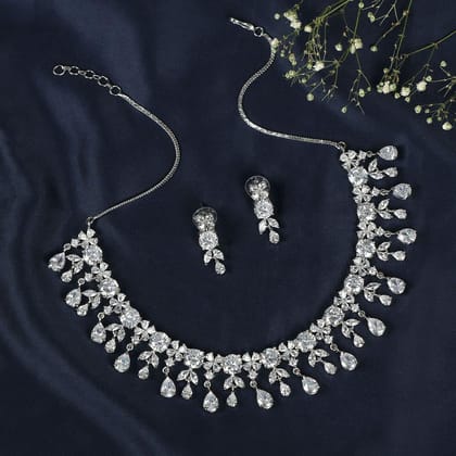 Women Silver-Plated AD-Studded Jewellery Set