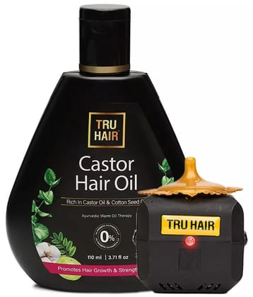 TRU HAIR & SKIN Castor Hair Oil with Free Heater | Fights Hair Fall, Promotes Hair Growth - 110 ml