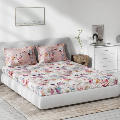 DDECOR - Primary Collection 100% Cotton Floral Pattern 136TC King Bedsheet |229 CM X 274 CM| with 2 Pillow Covers - Red DDECOR - Primary Collection 100% Cotton Floral Pattern 136TC King Bedsheet |229 CM X 274 CM| with 2 Pillow Covers - Red
