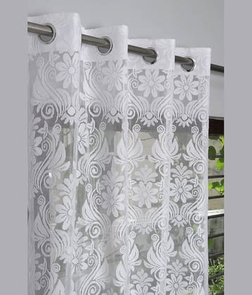 Homefab India Solid Sheer Eyelet Curtain 9 ft ( Pack of 1 ) - White
