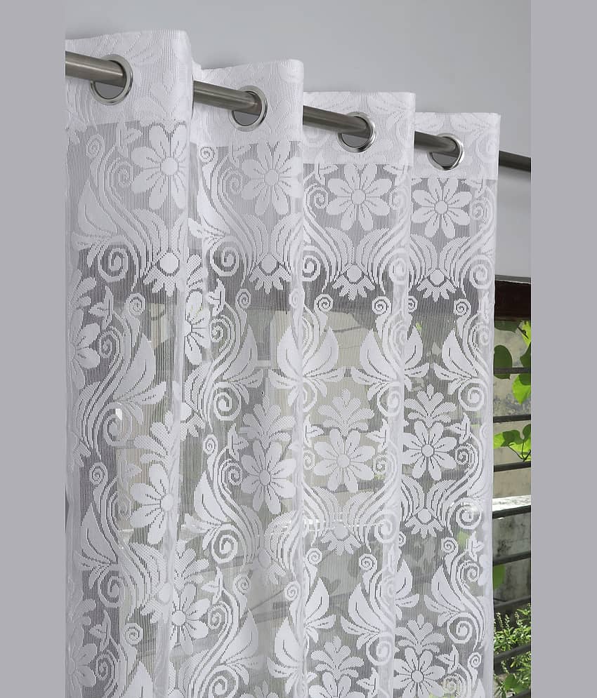 Homefab India Solid Sheer Eyelet Curtain 9 ft ( Pack of 1 ) - White