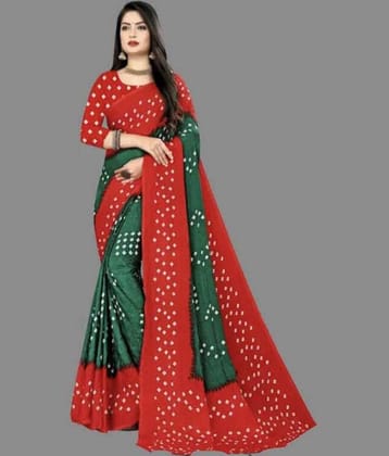 JIHANA FAB Chiffon Printed Bandhani Sarees With Unstitched Blouse Piece ( Orange )